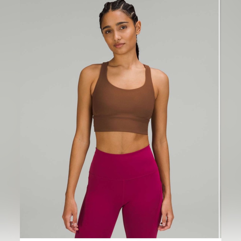 LULULEMON  Energy Longline Ribbed Bra Medium Support, B–D Cups Roasted Brown